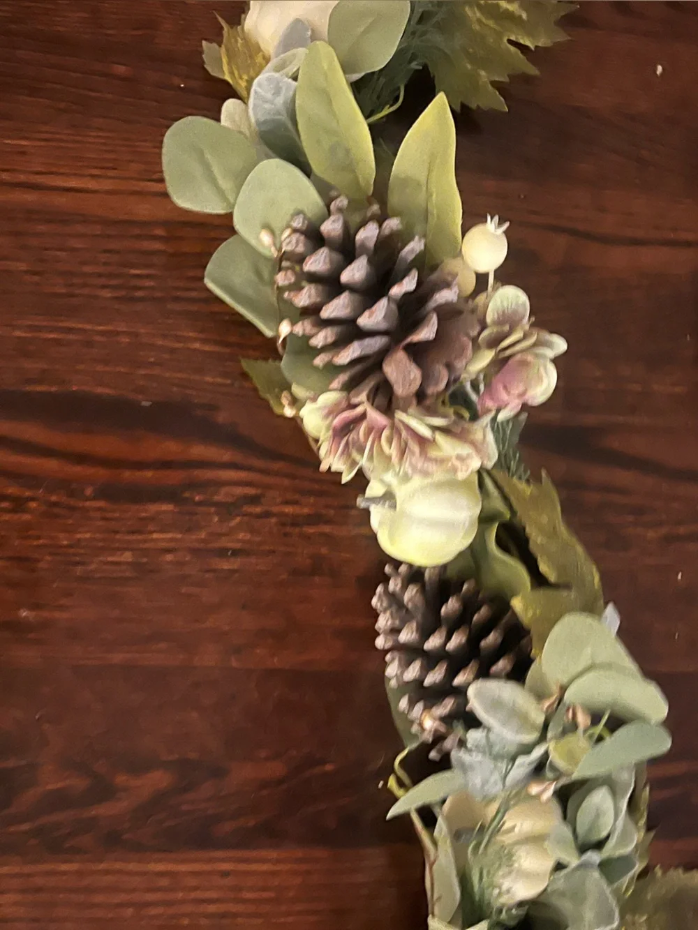 Neutral White Pumpkin and Eucalyptus Garland with Pinecone
